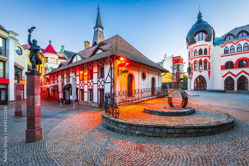 Komarno, Slovakia. Downtown square - Courtyard of Europe - obrazy, fototapety, plakaty 