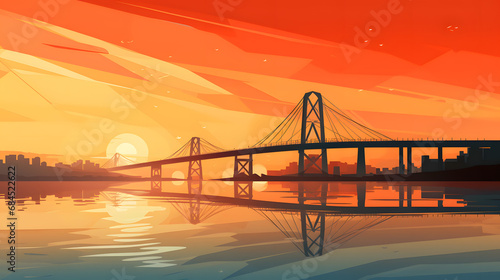 Padma bridge in Bangladesh Vector 3D illustration. generative ai. photo