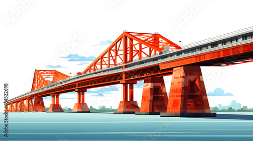Padma bridge in Bangladesh Vector 3D illustration. generative ai. photo