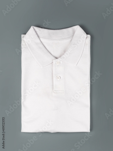 white Polo shirt, on isolated white background.