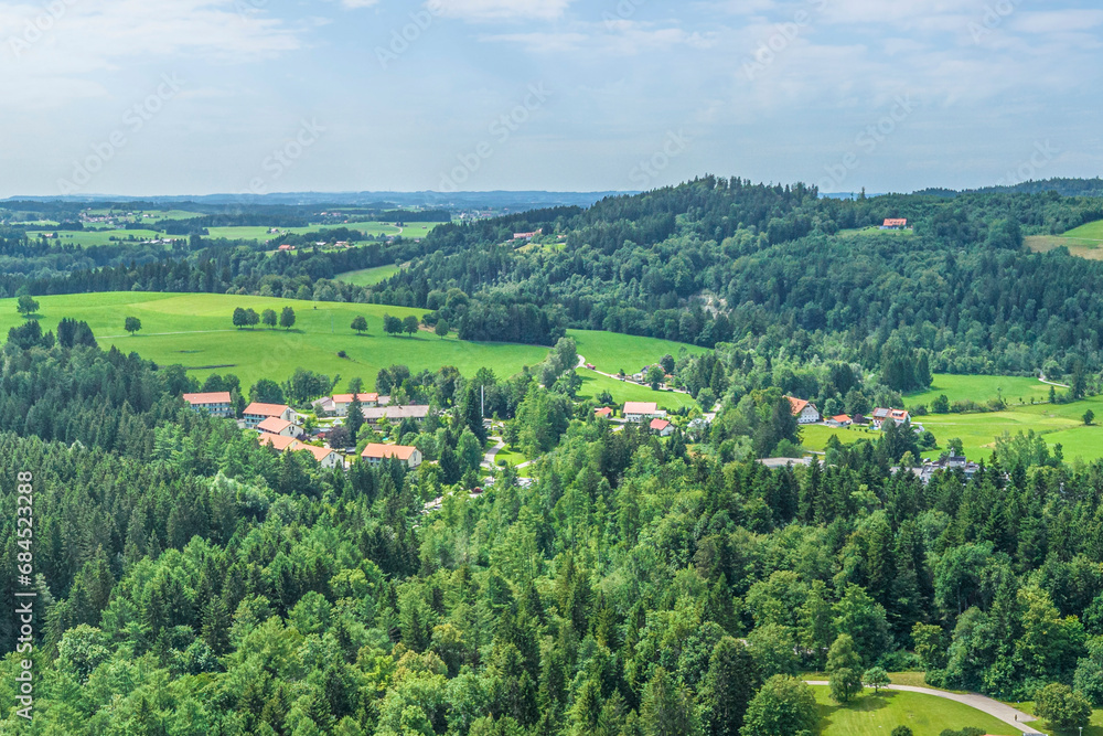 Blick von oben auf die Region um den Kurort Isny-Neutrauchburg