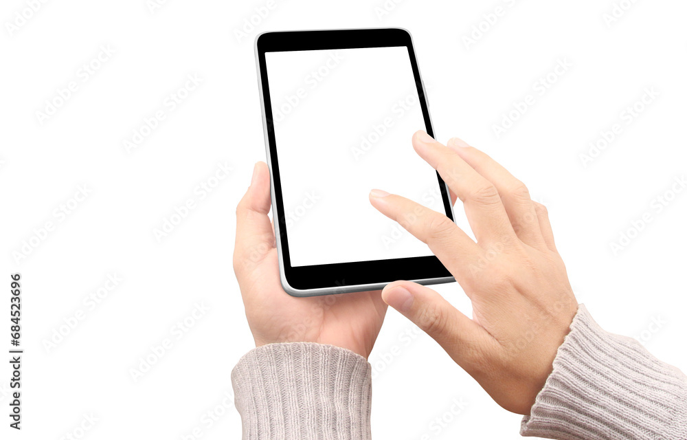 Hands holding tablet touch computer gadget Hands holding tablet touch computer gadget