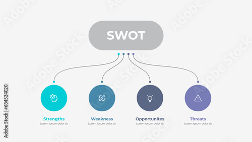 SWOT diagram with 4 options. Infographic design template with four elements