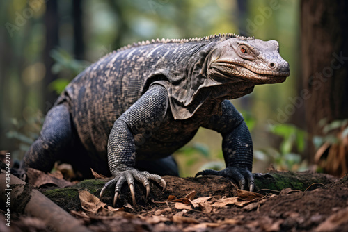 Giant Indonesian varanus  Varanus komodoensis  in the wild