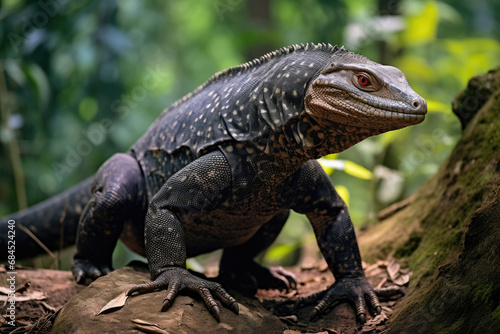 Giant Indonesian varanus  Varanus komodoensis  in the wild