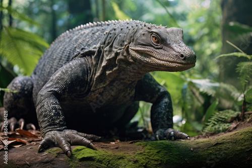 Giant Indonesian varanus  Varanus komodoensis  in the wild