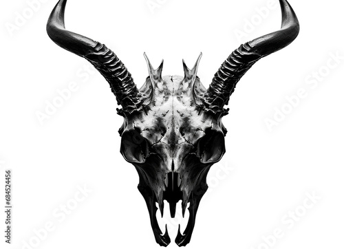 A black and white animal skull isolated on a transparent background, Generative AI