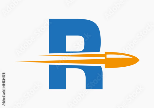 Bullet Logo On Letter R With Moving Bullet Symbol