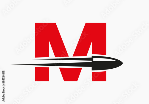 Bullet Logo On Letter M With Moving Bullet Symbol
