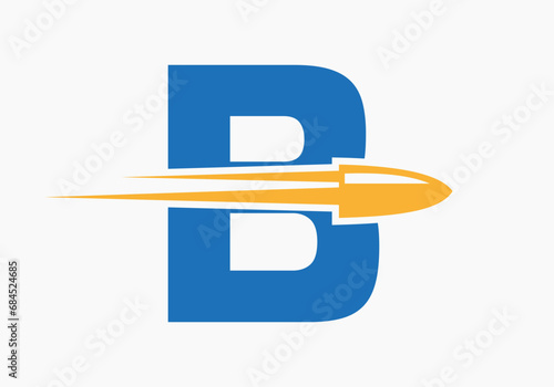 Bullet Logo On Letter B With Moving Bullet Symbol
