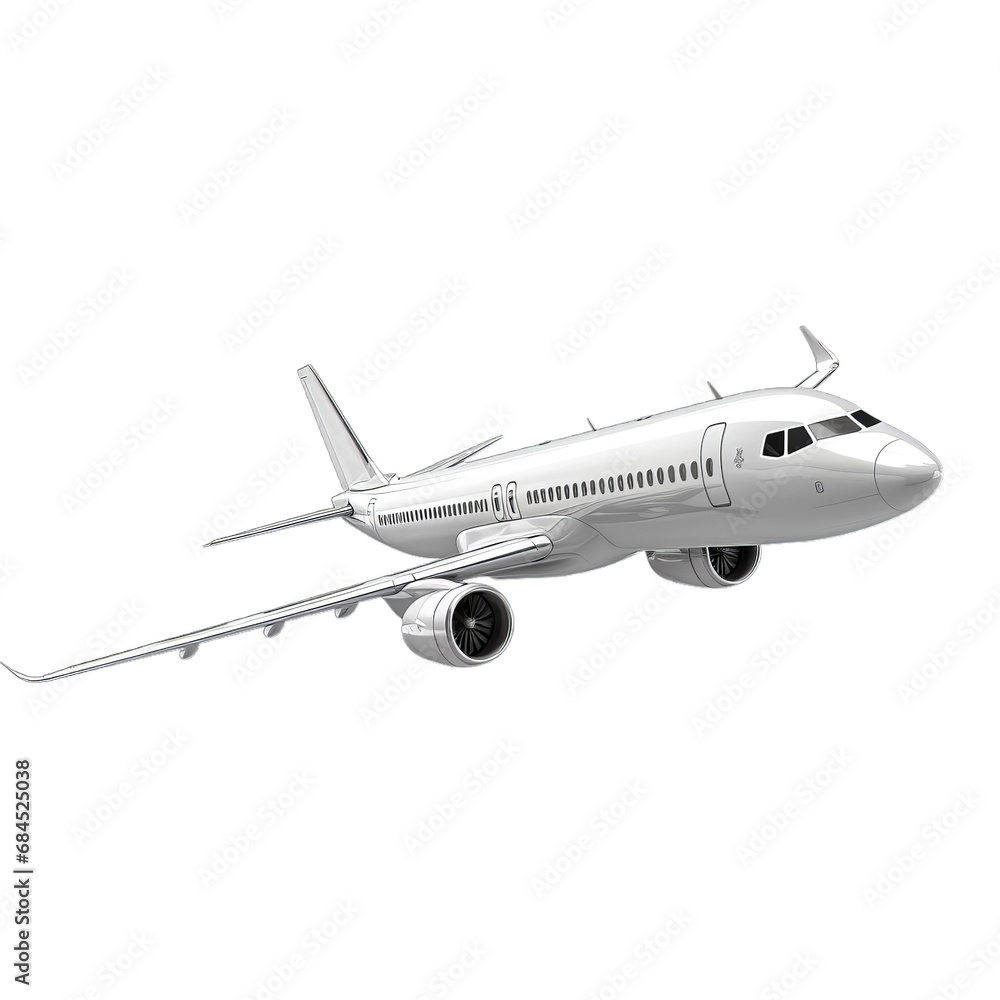 flying modern airplane on isolated. flying modern airplane on isolated.