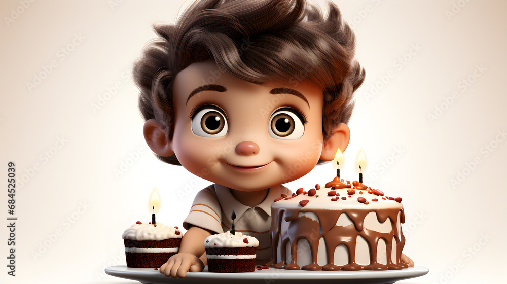Carton little todler with cake on birthday
Carton little todler with cake on birthday