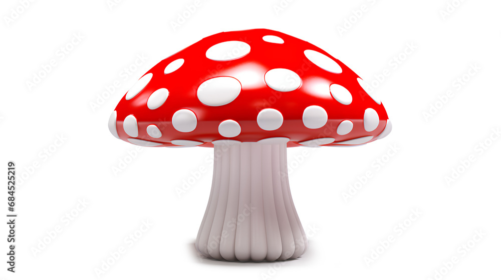 A comical cartoon power mushroom, with a mischievous grin, and vibrant red color isolated on a transparent background, Generative AI A comical cartoon power mushroom, with a mischievous grin, and vibrant red color isolated on a transparent background, Generative AI
