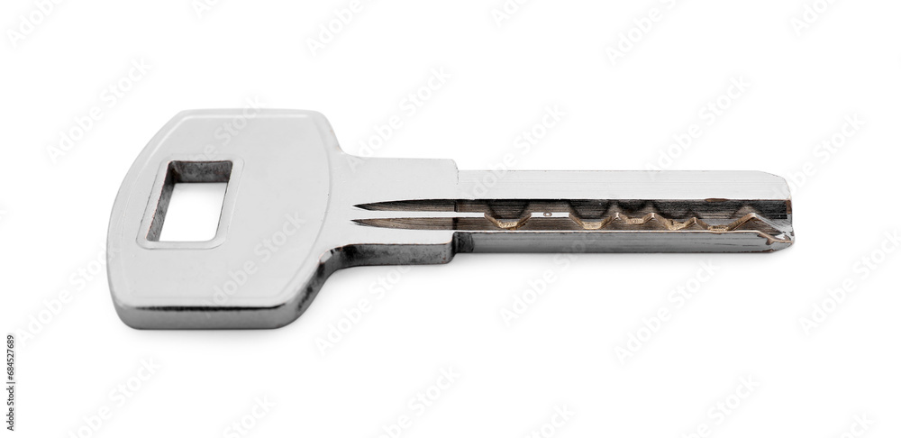 One metal door key isolated on white One metal door key isolated on white