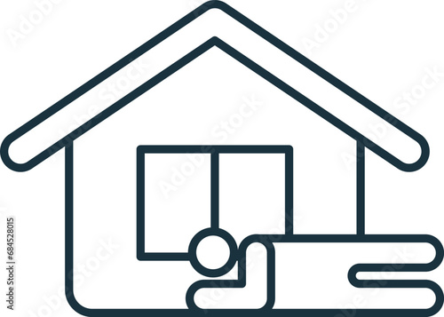 Homeless shelter outline icon. Monochrome simple sign from charity and non-profit collection. Homeless shelter icon for logo, templates, web design and infographics.