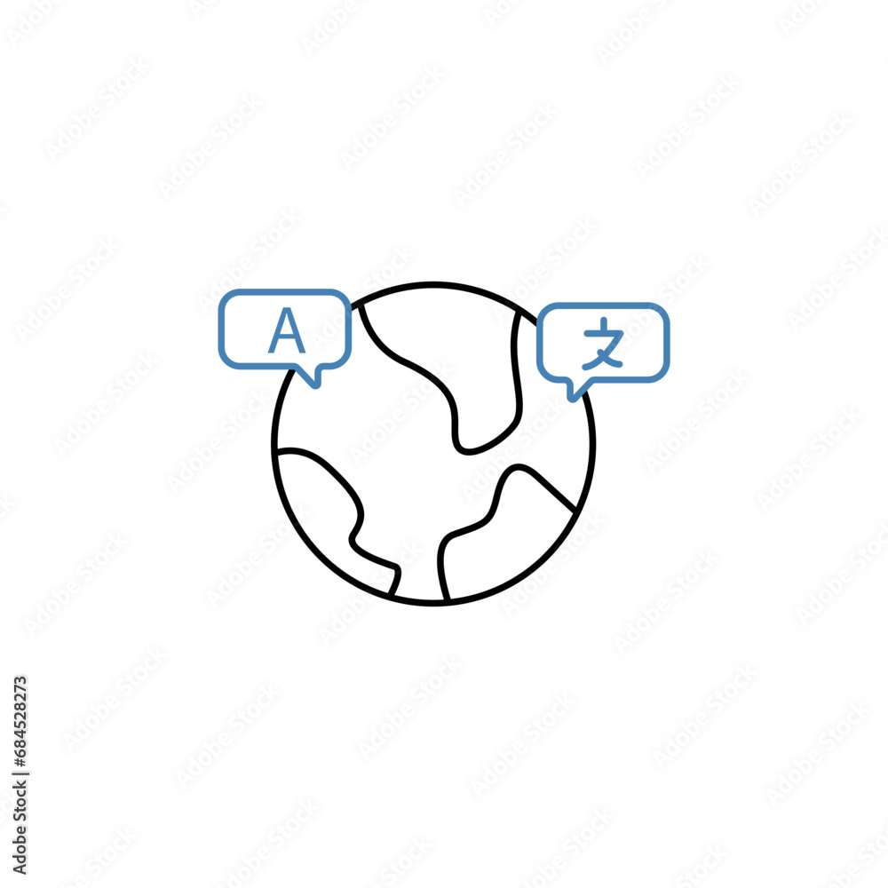 Language concept line icon. Simple element illustration. Language concept outline symbol design. Language concept line icon. Simple element illustration. Language concept outline symbol design.
