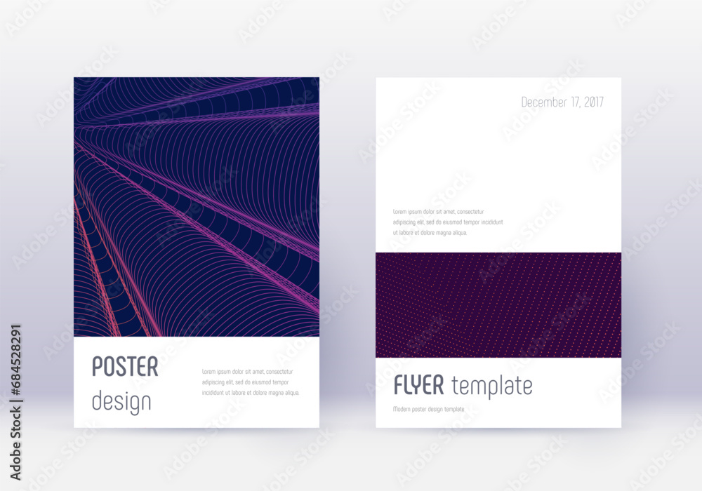 Fototapeta premium Minimalistic cover design template set. Violet abs