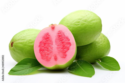 pieces of guava isolated on white background