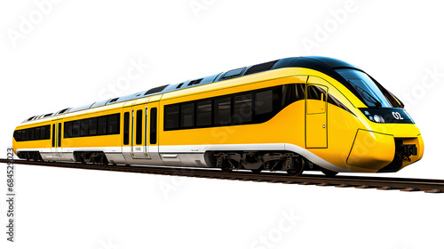 A yellow and black train car, its bold color contrast and sleek design highlighted isolated on a transparent background, Generative AI
