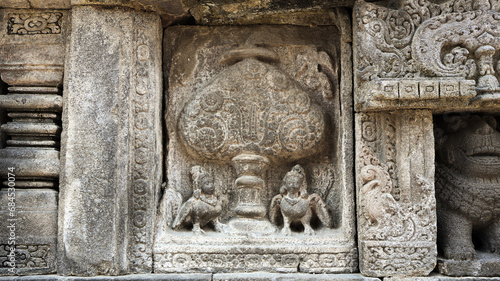 Stone relief on the wall of Prambanan Temple. A Hindu temple located in Yogyakarta  Indonesia