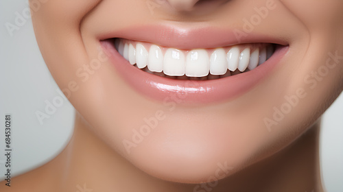 Close-up of a radiant smile with a perfectly aligned Mouth Smiling, Generative AI