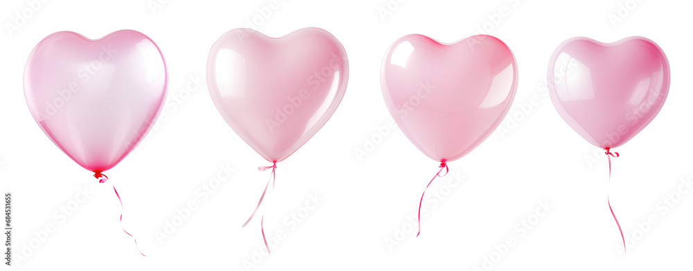 Pink balloon shaped like a heart set isolated on a transparent ...