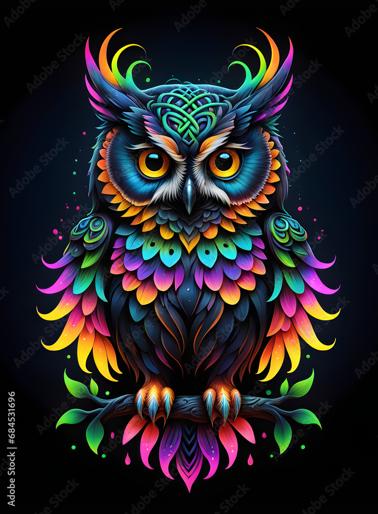 art owl, color creative composition art owl, color creative composition