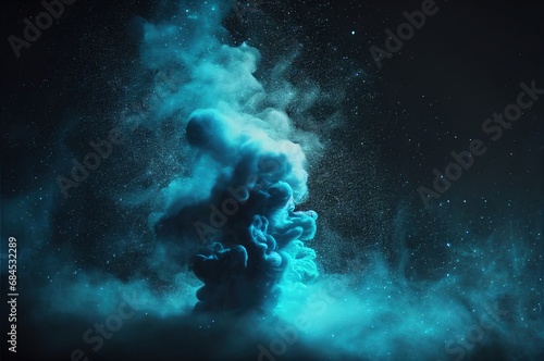 Smoke Cloud Particulars Blue Glitter Background © Suna