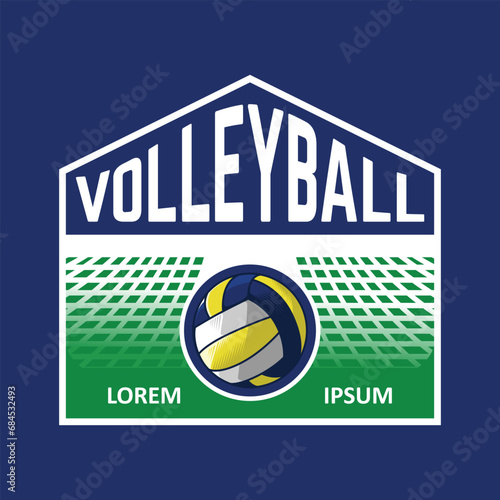 A logo with an illustration of a combination of a net and a volleyball, depicting the tension and euphoria in a volleyball game