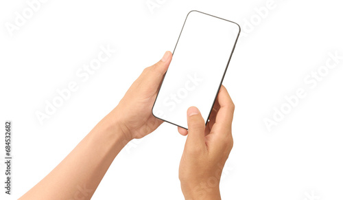 Hand holding smartphone device  touching screen