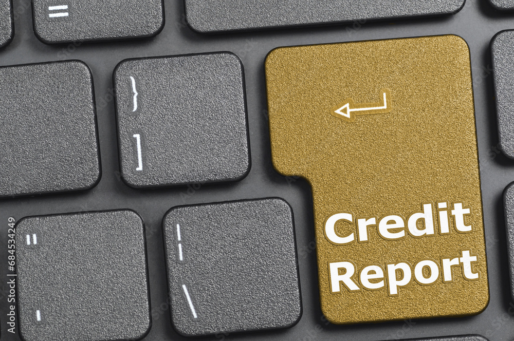 Credit report key on keyboard