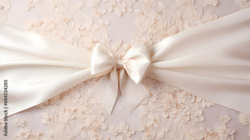 Wedding bow on lace background. generative ai. Wedding bow on lace background. generative ai.