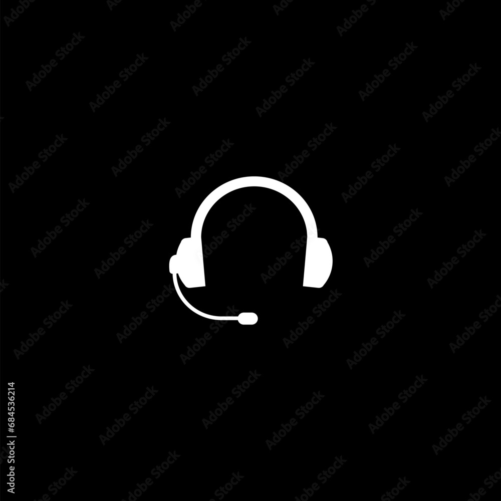 Headphone icon  isolated on black background 
