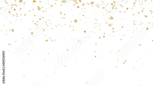 Falling shiny golden confetti isolated on transparent background. Bright festive tinsel of gold color. PNG 