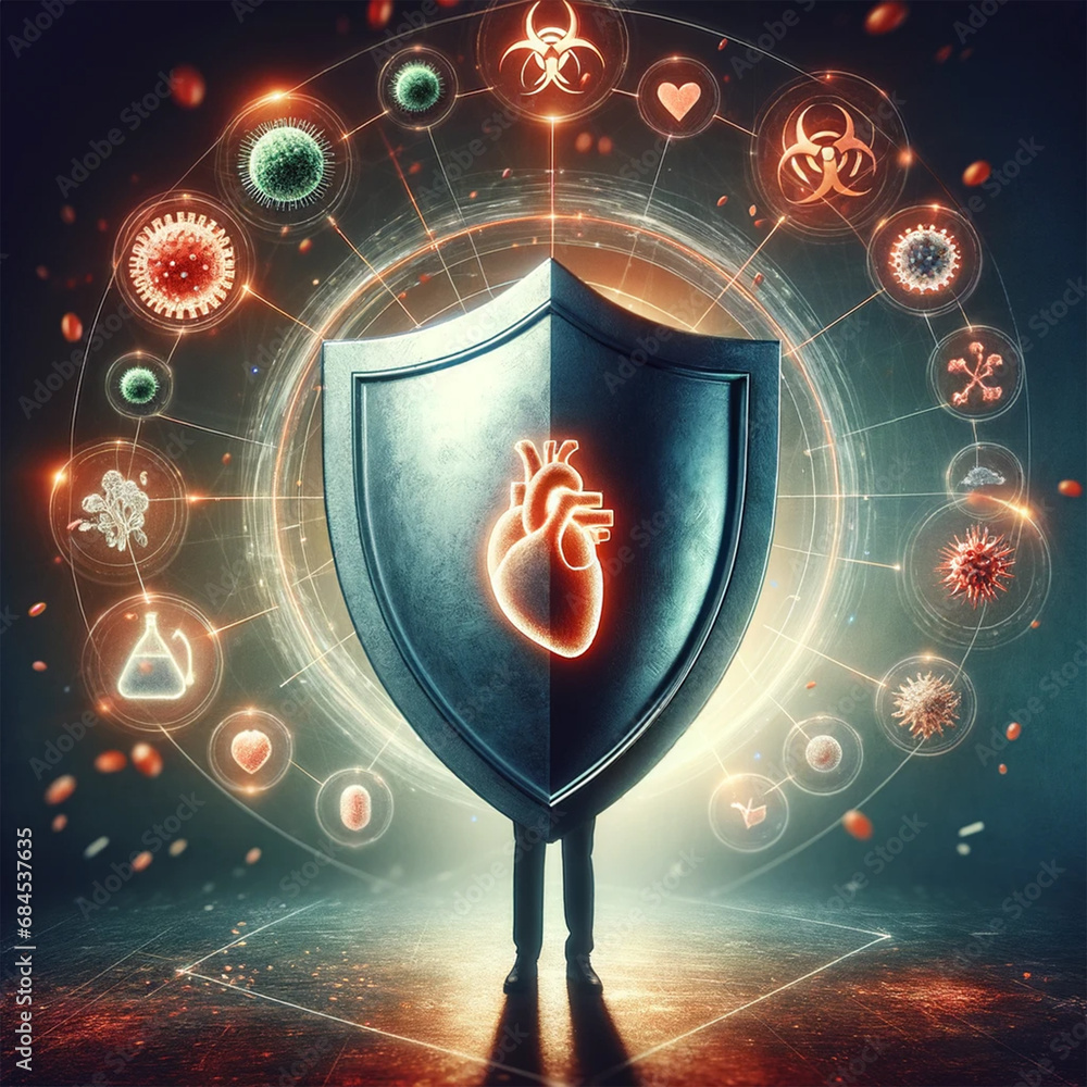 Fototapeta premium Heart shield from viruses and diseases
