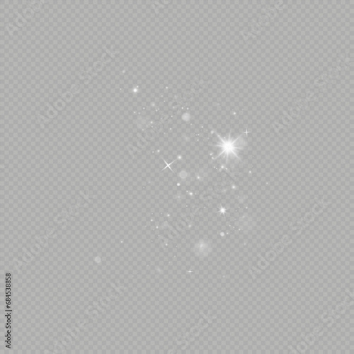 Glow light effect. Vector illustration. Christmas flash. dust.Realistic falling snow.Christmas background.Isolated on transparent background.