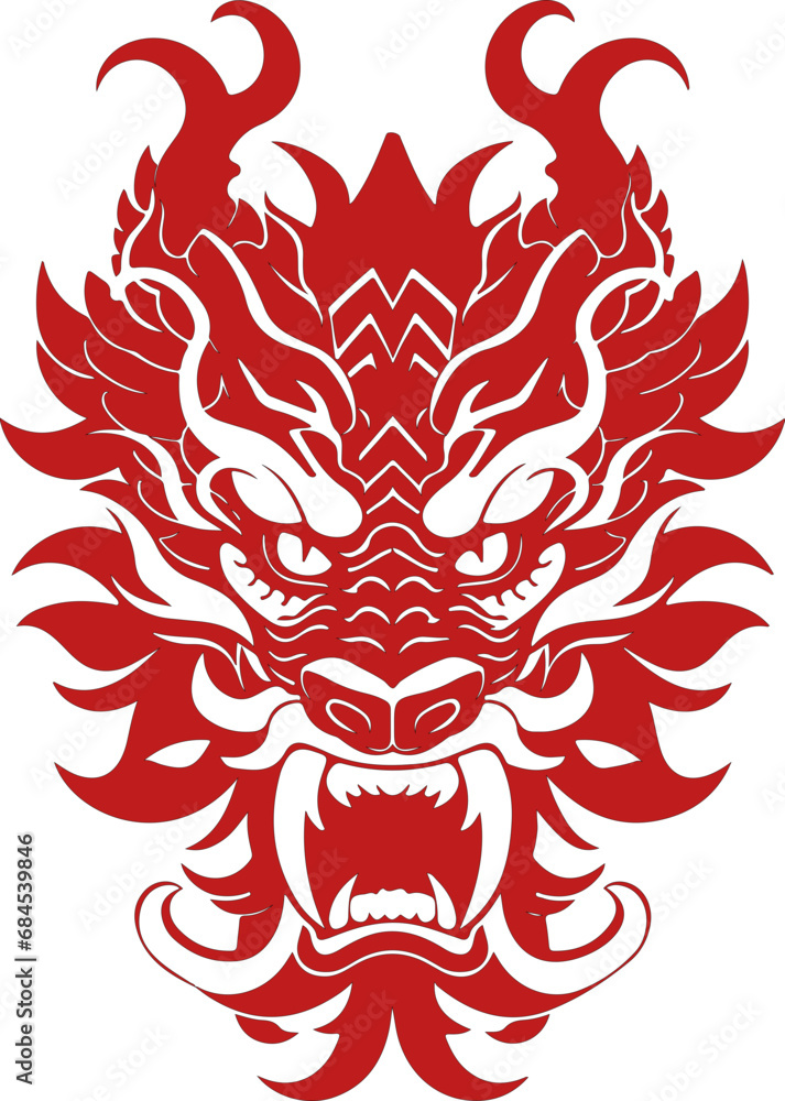 Red chinese dragon head logo