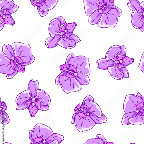 Pattern with orchid flowers. Beautiful decorative plants.