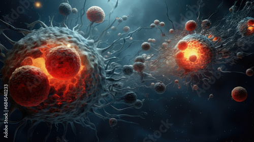 illustration of dangerous cancer cells created with Generative AI Technology