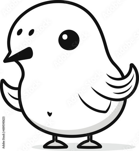 Cute cartoon bird isolated on a white background vector illustration