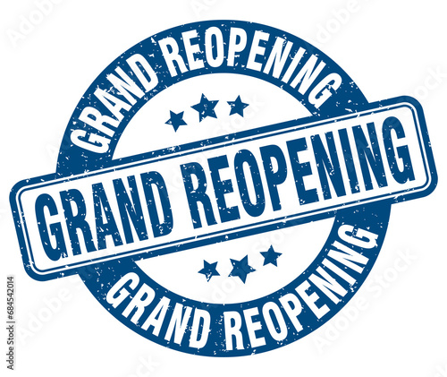 grand reopening stamp. grand reopening label. round grunge sign