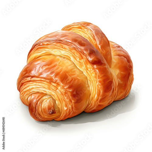 croissant bakery bread illustration isolated on white background created with Generative AI Technology