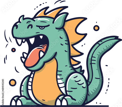 Funny cartoon dragon vector illustration isolated on a white background