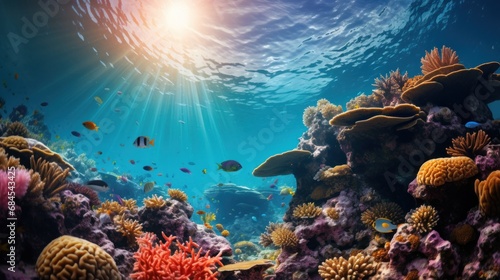 beautiful colorful coral reefs that require protection and conservation of the marine ecosystem, banner photo