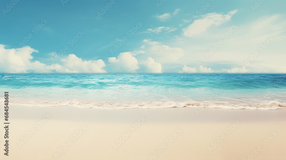Empty sand beach in front of summer sea background