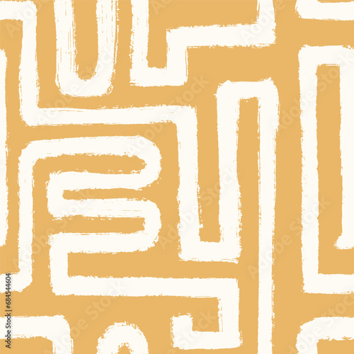 Naive boho playful squiggle seamless pattern. Abstract matisse pattern for kids of natural tones. Messy graffiti wallpaper print. Doodle contemporary backgrounds with Hand drawn dry brush textures.