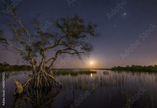 Lunar Luminescence: Florida's Everglades National Park Moonrise.