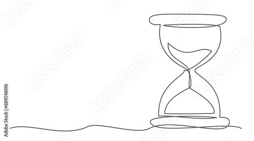 Hourglass background One line drawing on white background