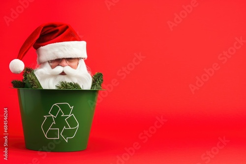 Santa Claus. Christmas recycling concept. Generative ai