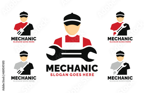 Mechanic logo set design vector illustration